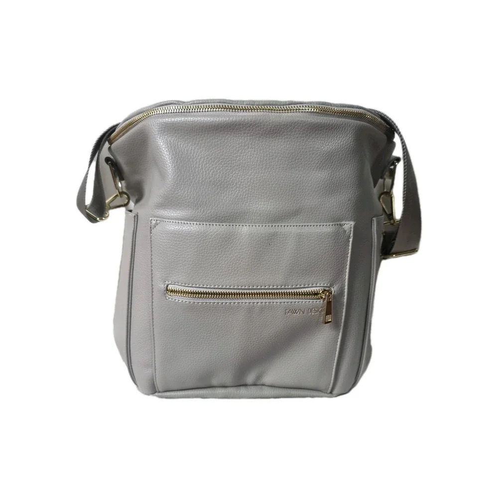 Fawn Design The Original Diaper Bag Gray Vegan Leather Convertible Backpack Tote